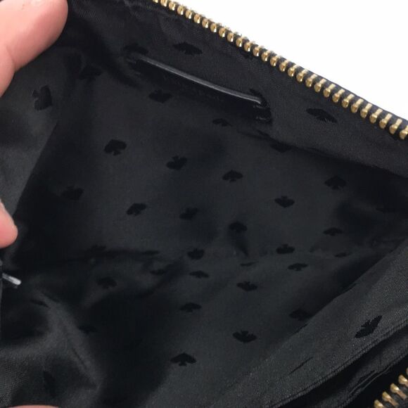 Kate Spade New York Black White Library Stripe Triple Gusset Clutch Makeup Pouch - Picture 15 of 16